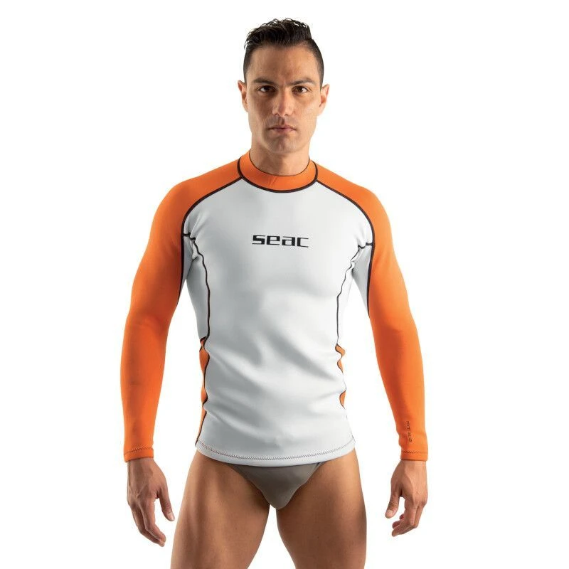 Lycra Néoprène ML Seac Fit Homme Blanc/Orange 2mm 1 Lycra Néoprène ML Seac Fit Homme Blanc/Orange 2mm