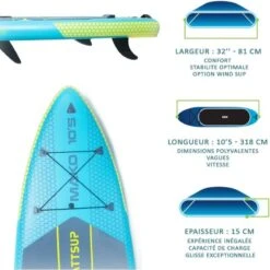 Windsup Paddle Gonflable WATTSUP MAKO 10'5'' -BEUCHAT Soldes Boutique windsup paddle gonflable wattsup mako 10 5 5